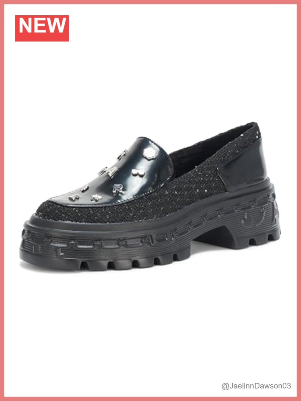 KARL LAGERFELD Leather Lug Sole Platform Loafer W Pins